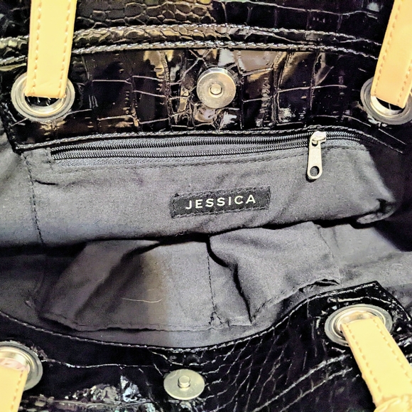 Black faux alligator Jessica tote - Picture 3 of 4